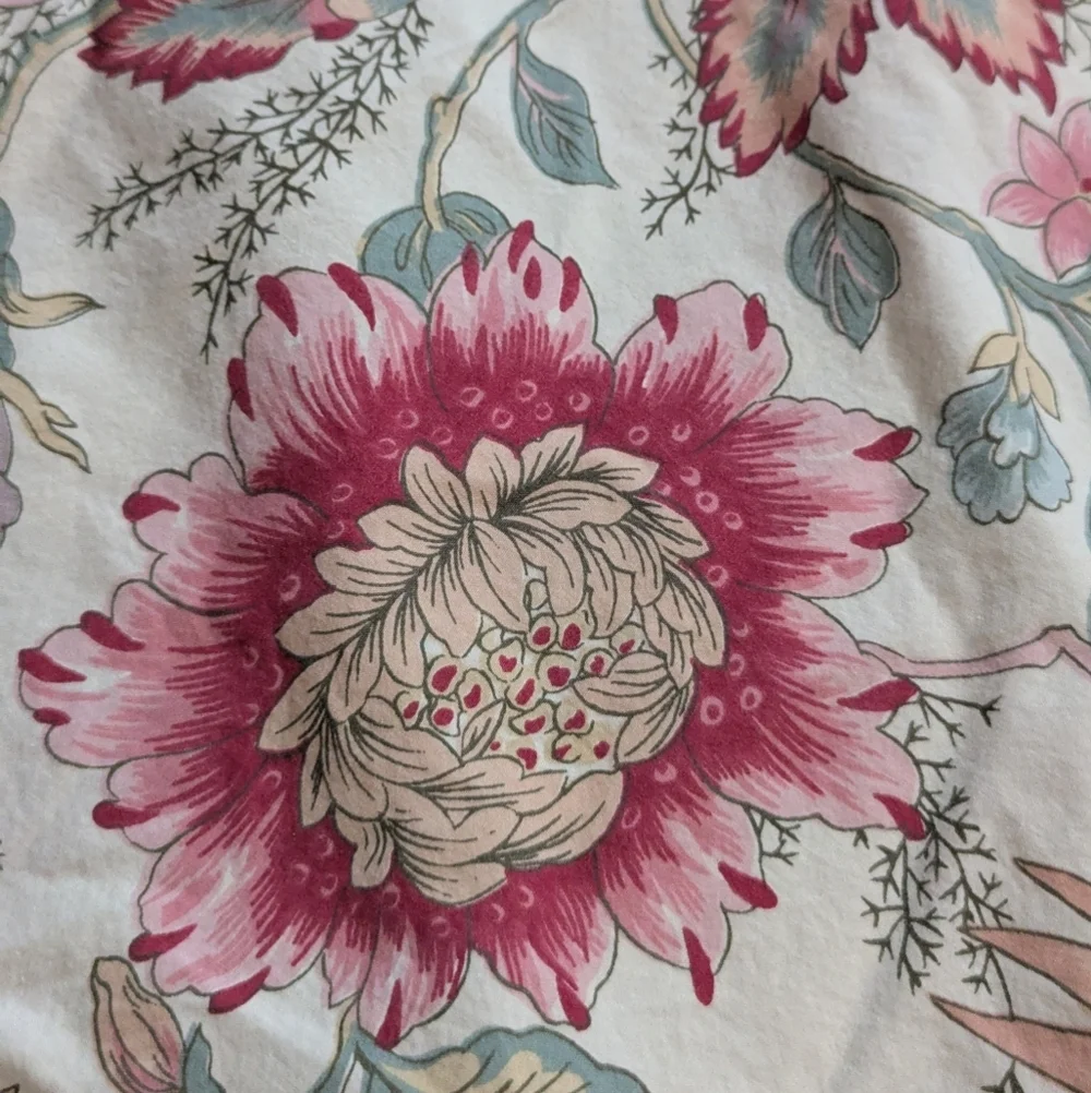 Pottery Barn Full/Queen Duvet Cover Palampore Jacobean Cream Red Preppy Cottage